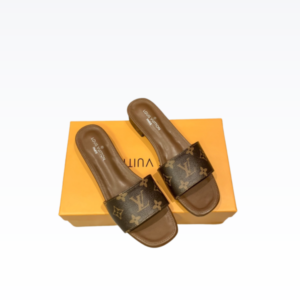 LOUIS VUITTON LOCK IT FLAT MULE MONOGRAM BROWN