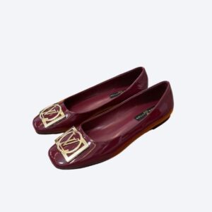 LOUIS VUITTON LV LOGO WINE RED BALLERINA