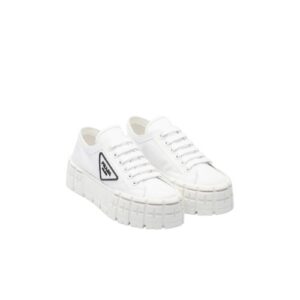PRADA DOUBLE WHEEL NYLON GABARDINE SNEAKER WHITE 1E260M3LFXF0009F050