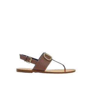 VALENTINO VLOGO THONG STRAP SANDALS BROWN