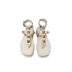 VALENTINO GARAVANI ROMAN STUD FLATFORM THONG SANDALS WHITE