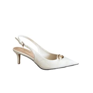 VALENTINO VLOGO SHINY LEATHER LEATHER HEELS IN WHITE
