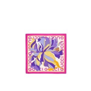 GUCCI MAXI FLOWER PRINT SILK SCARF PINK