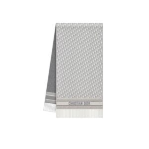 DIOR OBLIQUE SCARF ECRU AND GRAY CASHMERE 25CDO309I093 C810