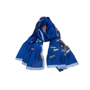 HERMES SILK SCARF ART NOUVEAU PATTERN DARK BLUE 90CM