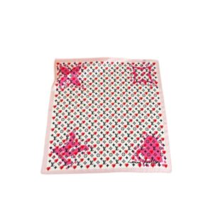 LOUIS VUITTON HEART MONOGRAM SILK SCARF WHITE PINK