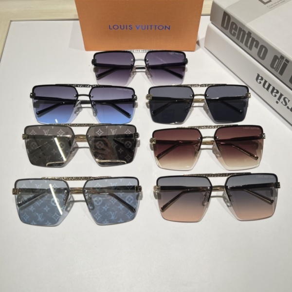 LOUIS VUITTON MY MONOGRAM METAL SQUARE SUNGLASSES GOLD AND MONOGRAM BLUE - Image 3