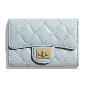CHANEL 2.55 FLAP CARD HOLDER LIGHT BLUE WALLET