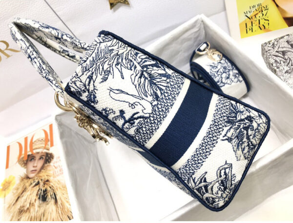DIOR PERSONALIZED MEDIUM LADY D-LITE BAG BLUE RÊVE D’INFINI EMBROIDERY 24CM M0565ORVX M933 - Image 5