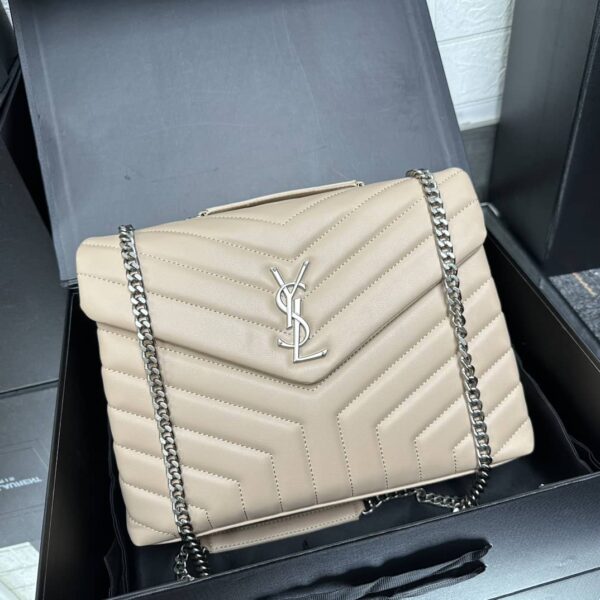 Saint Laurent YSL Women Small Loulou Bag Y Quilted Leather-Beige - Image 8