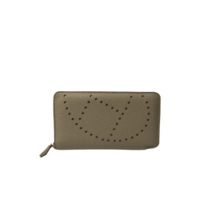 HERMES EVELYN CHEVRE LEATHER  ZIP LONG WALLET 19CM