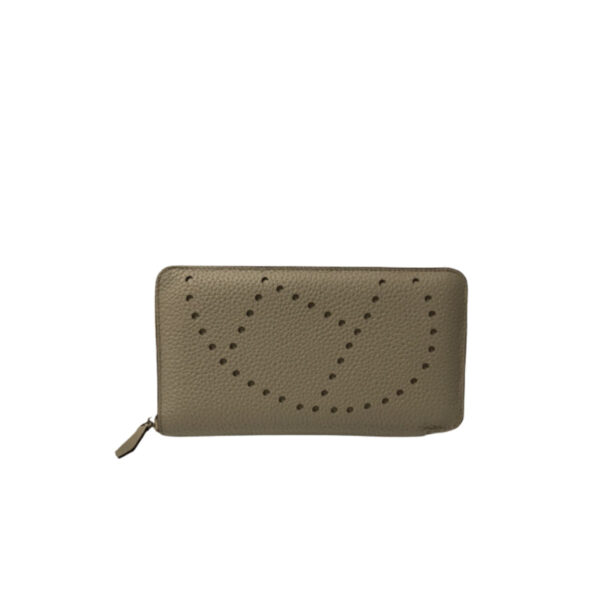 HERMES EVELYN CHEVRE LEATHER  ZIP LONG WALLET 19CM