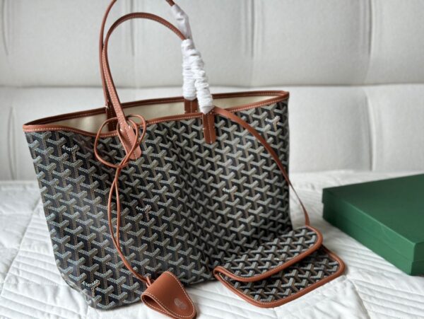 GOYARD SAINT LOUIS PM TOTE BAG POUCH BROWN SHOPPING PURSE WOMAN - Image 9