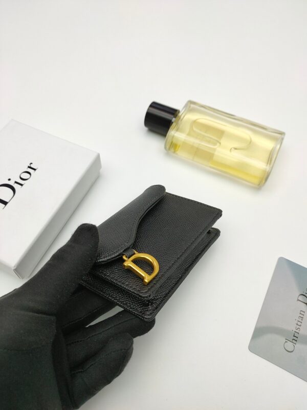 DIOR SADDLE FLAP CARD HOLDER BLACK GOATSKIN - Image 2