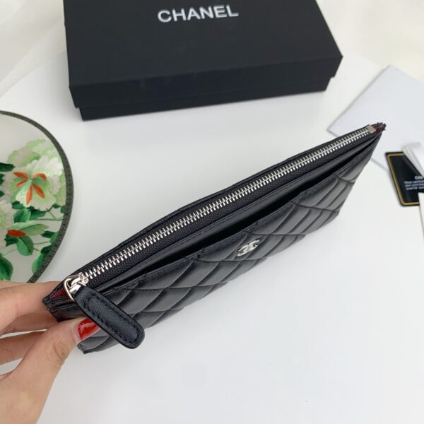 CHANEL QUILTED CLASSIC ZIP POUCH BLACK WALLET - Image 9