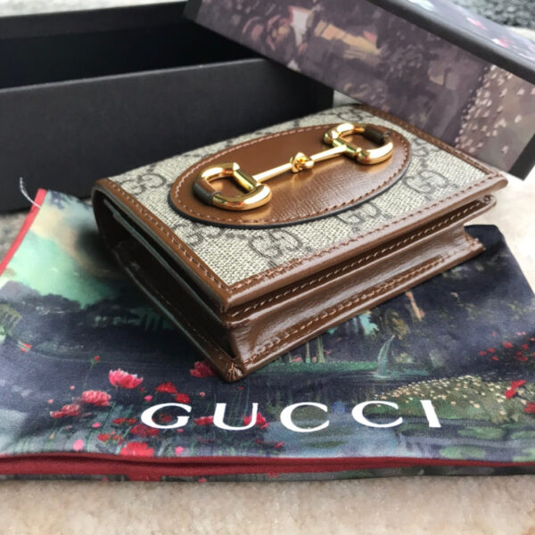 GG HORSEBIT 1955 CARD CASE WALLET 11CM BROWN - Image 2