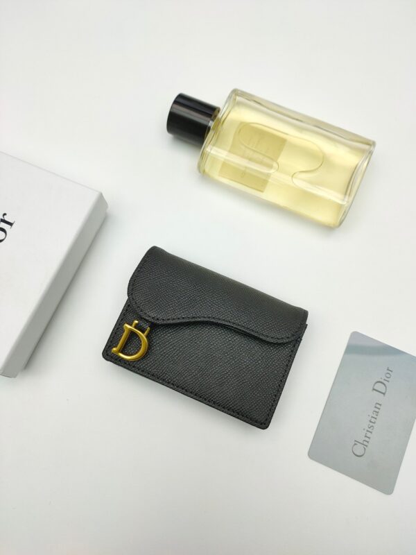 DIOR SADDLE FLAP CARD HOLDER BLACK GOATSKIN - Image 3