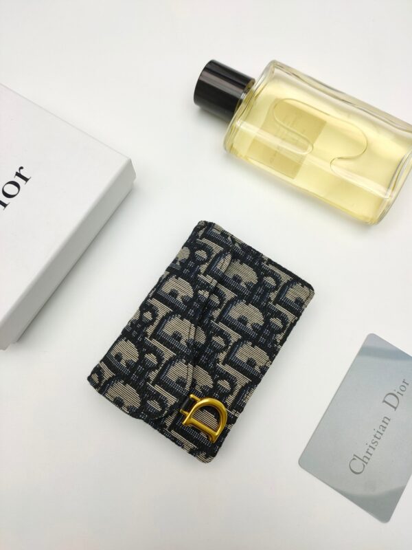 DIOR SADDLE FLAP CARD HOLDER BLUE OBLIQUE JACQUARD - Image 3