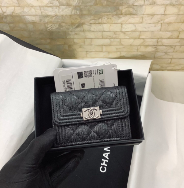 CHANEL BOY CLASSIC WALLET BLACK SILVER - Image 3