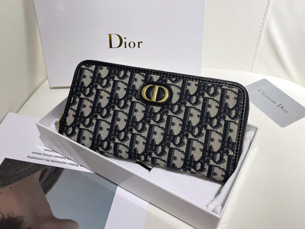 DIOR LONG WALLET OBLIQUE JACQUARD BLACK AND BEIGE 19.5CM - Image 3