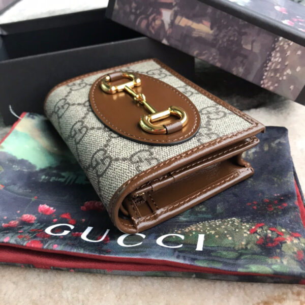 GG HORSEBIT 1955 CARD CASE WALLET 11CM BROWN - Image 3