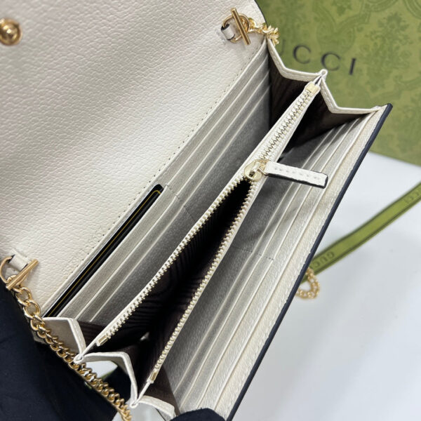 GG HORSEBIT 1955 GG WALLET WITH CHAIN WHITE AND BEIGE 19CM - Image 4