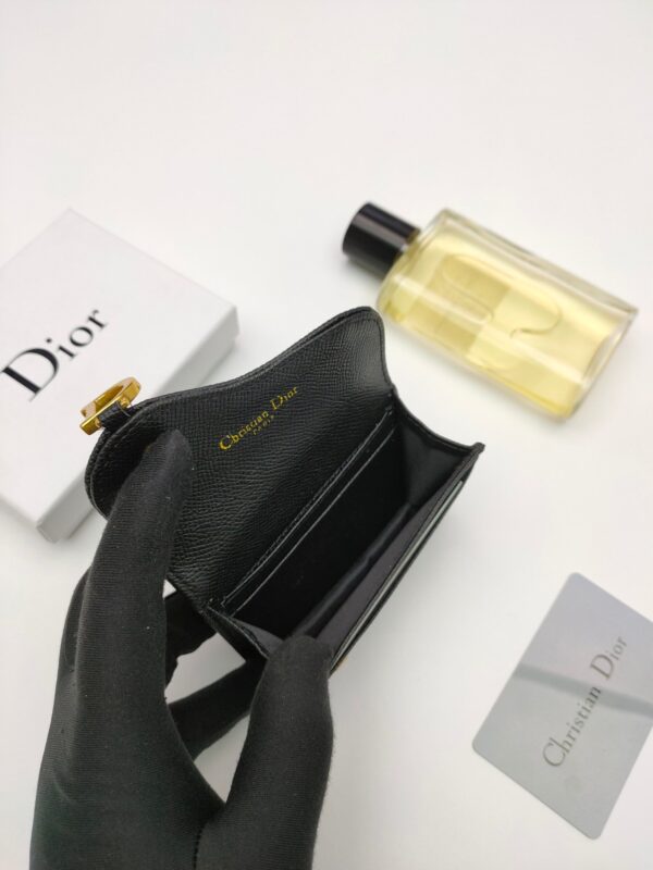 DIOR SADDLE FLAP CARD HOLDER BLACK GOATSKIN - Image 4