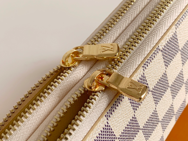 LV LONG DOUBLE ZIPPER WALLET DAMIER AZUR 19CM - Image 4