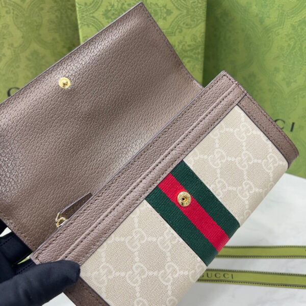 GG OPHIDIA UKMDG WALLET WHITE AND BROWN 19CM - Image 5