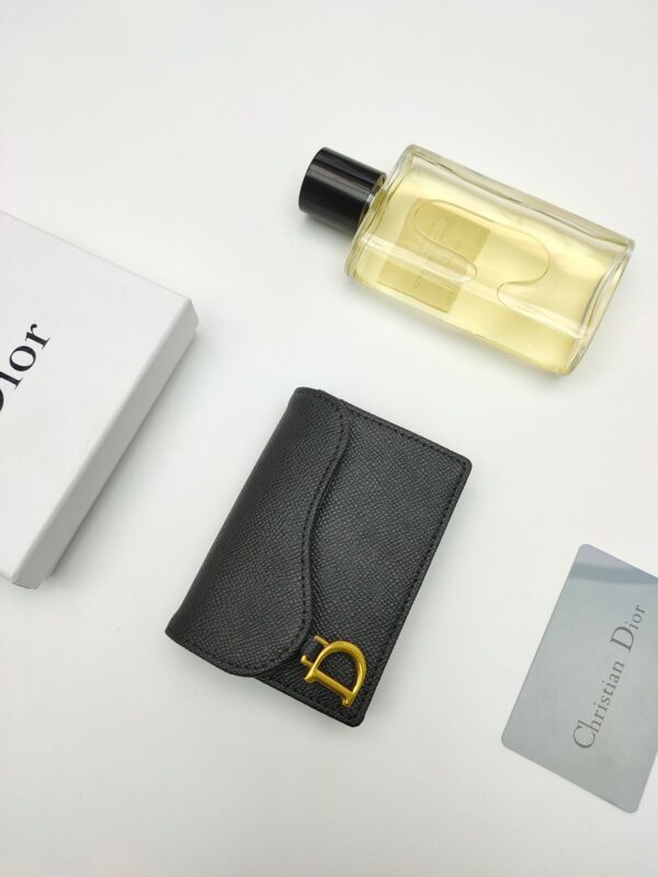 DIOR SADDLE FLAP CARD HOLDER BLACK GOATSKIN - Image 5