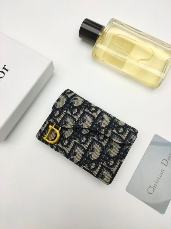 DIOR SADDLE FLAP CARD HOLDER BLUE OBLIQUE JACQUARD - Image 5