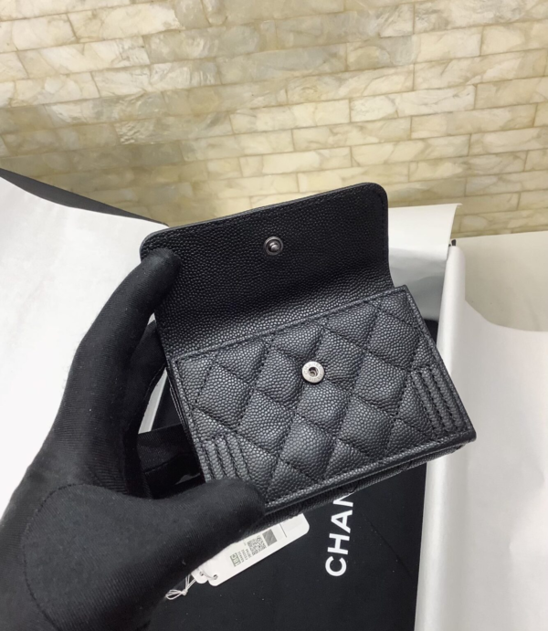 CHANEL BOY CLASSIC WALLET BLACK SILVER - Image 5