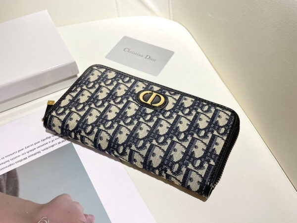 DIOR LONG WALLET OBLIQUE JACQUARD BLACK AND BEIGE 19.5CM - Image 5