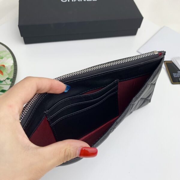 CHANEL QUILTED CLASSIC ZIP POUCH BLACK WALLET - Image 6