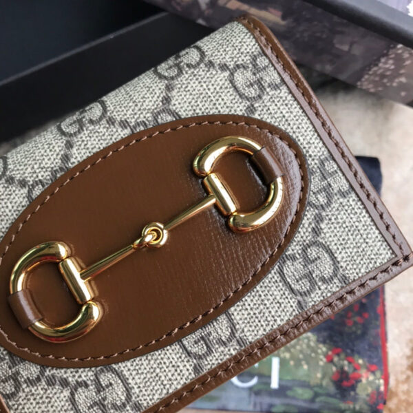 GG HORSEBIT 1955 CARD CASE WALLET 11CM BROWN - Image 5