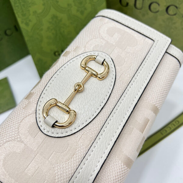 GG HORSEBIT 1955 GG WALLET WITH CHAIN WHITE AND BEIGE 19CM - Image 6