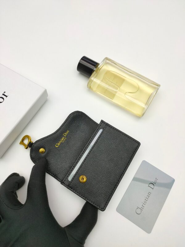 DIOR SADDLE FLAP CARD HOLDER BLACK GOATSKIN - Image 6