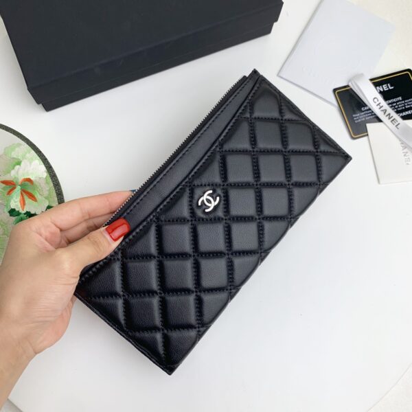 CHANEL QUILTED CLASSIC ZIP POUCH BLACK WALLET - Image 5