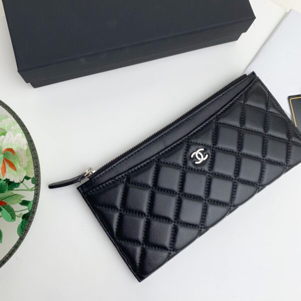 CHANEL QUILTED CLASSIC ZIP POUCH BLACK WALLET - Image 4