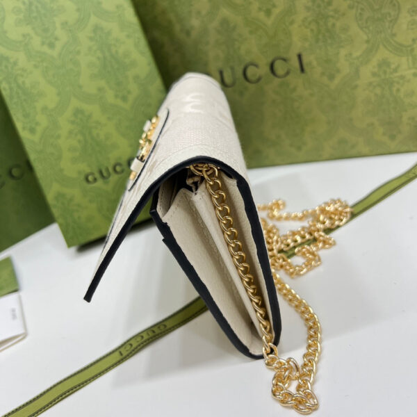GG HORSEBIT 1955 GG WALLET WITH CHAIN WHITE AND BEIGE 19CM - Image 8