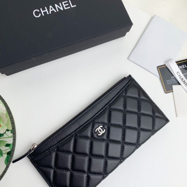 CHANEL QUILTED CLASSIC ZIP POUCH BLACK WALLET - Image 3