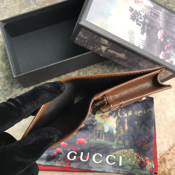 GG HORSEBIT 1955 CARD CASE WALLET 11CM BROWN - Image 8