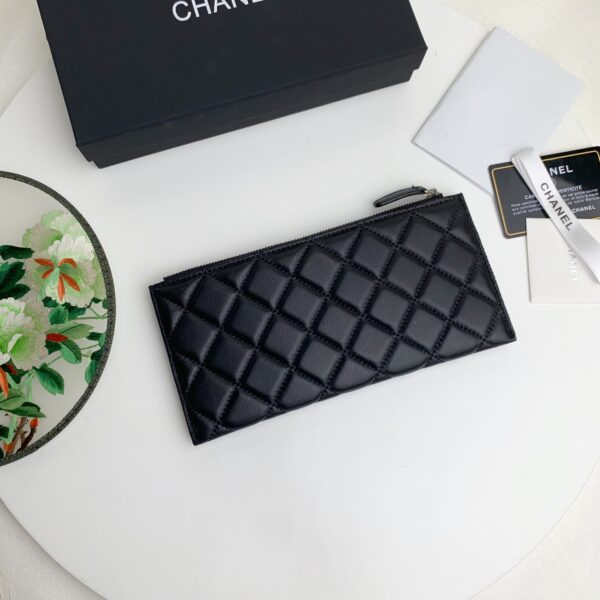 CHANEL QUILTED CLASSIC ZIP POUCH BLACK WALLET - Image 2