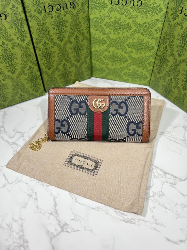 GG OPHIDIA LONG WALLET BROWN AND NAVY BLUE 19.5CM - Image 9
