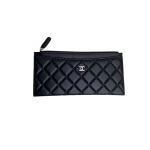 CHANEL QUILTED CLASSIC ZIP POUCH BLACK WALLET