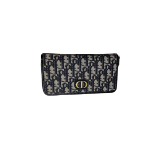 DIOR LONG WALLET OBLIQUE JACQUARD BLACK AND BEIGE 19.5CM