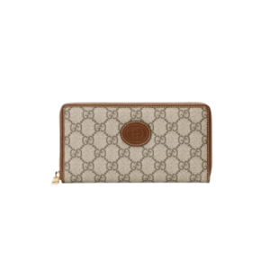GG ZIP AROUND WALLET WITH INTERLOCKING 19CM BROWN
