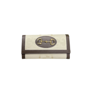GG HORSEBIT 1955 GG WALLET WITH CHAIN WHITE AND BROWN 19CM