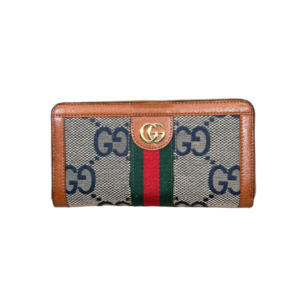 GG OPHIDIA LONG WALLET BROWN AND NAVY BLUE 19.5CM