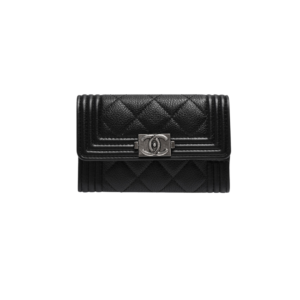 CHANEL BOY CLASSIC WALLET BLACK SILVER